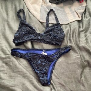 Vitamin A Blue Snake-Print Bikini Set